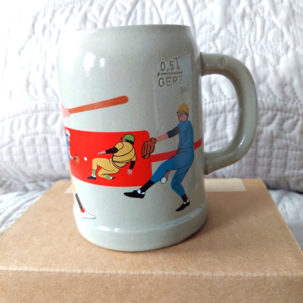 Vintage stoneware baseball stein 0.5l gerz W. Germany